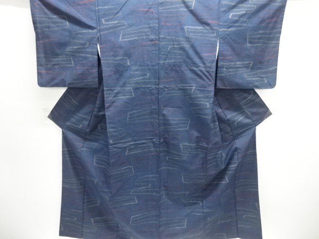 JAPANESE KIMONO / SILK / HAND WOVEN TSUMUGI / GEOMETRIC PATTERN